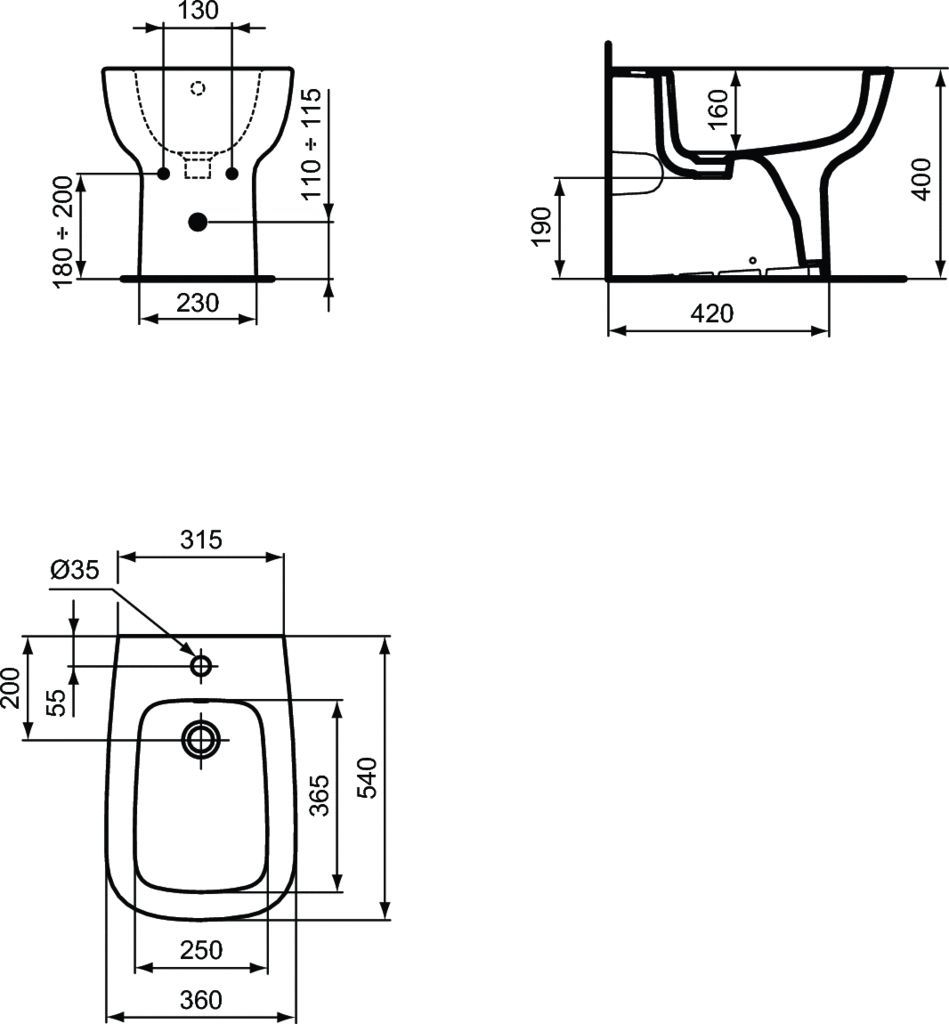 Биде напольное Ideal Standard Esedra  T281301 - 2
