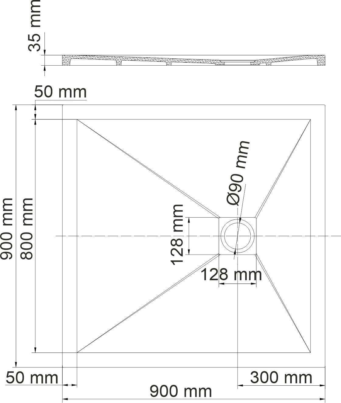 Поддон для душа Wasserkraft Dill 61T03 90x90 - 1