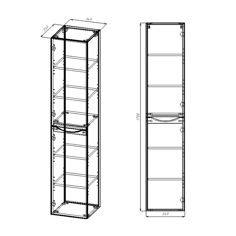 Шкаф-пенал Vincea Mia 170х35 правый темное дерево VSC-2M170RW-R - 2