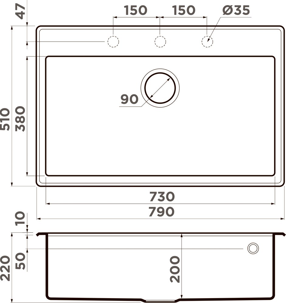 Мойка кухонная Omoikiri Tedori 79 платина 4993955 - 2