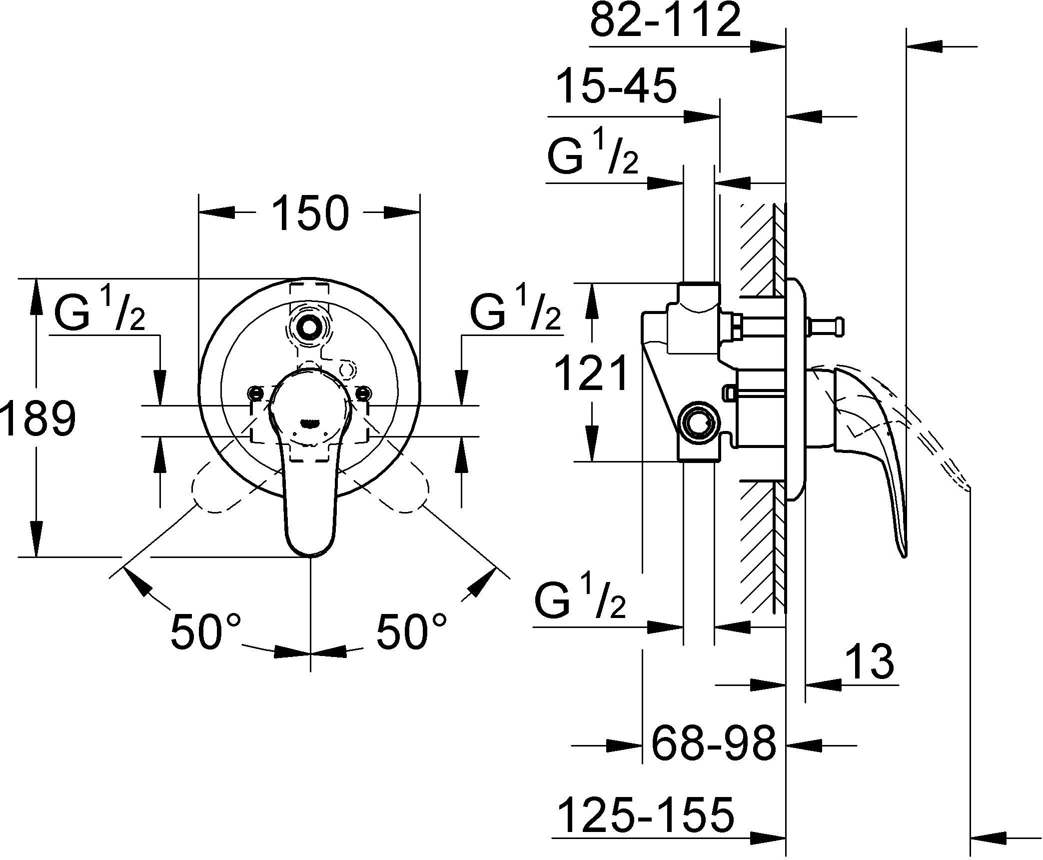 Смеситель Grohe Euroeco 32747000 С ВНУТРЕННЕЙ ЧАСТЬЮ - 1