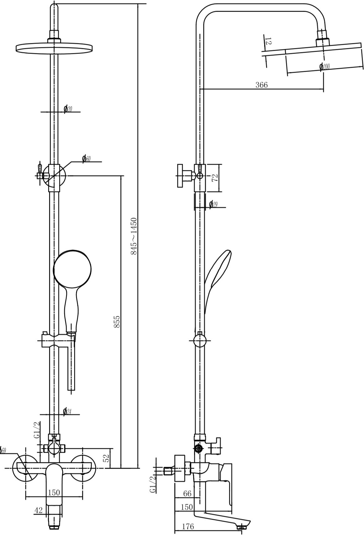 Душевая стойка Aquanet Arctic R AF520-72-R-CW 243325 - 4