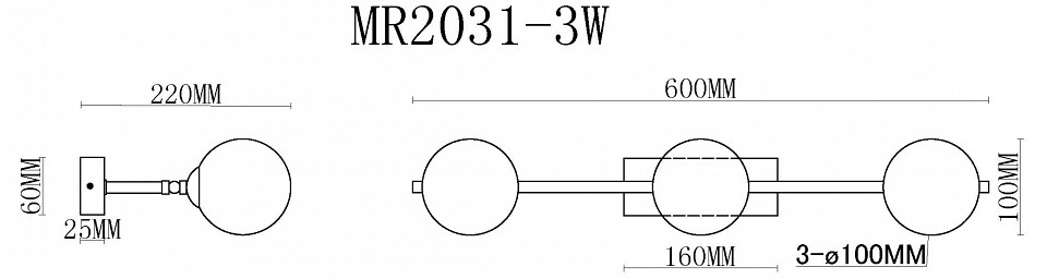 Бра MyFar Valency MR2031-3W - 3