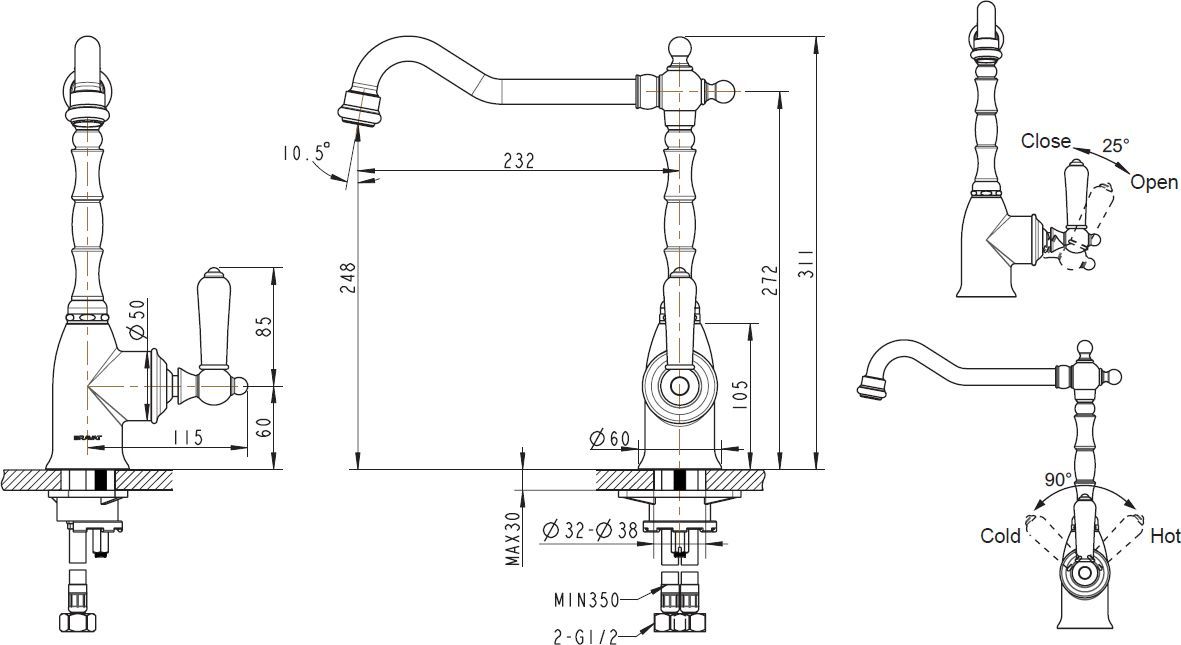 Смеситель Bravat Art F775109C-1 для кухонной мойки - 2