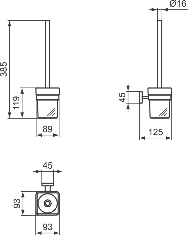 Ершик для унитаза Ideal Standard Iom Square хром, белый  E2194AA - 2