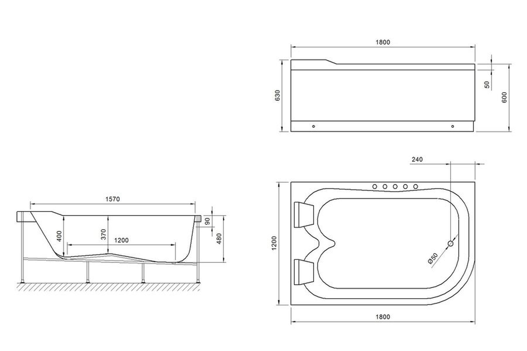 Ванна акриловая Royal Bath Norway 180x120 L белый RB331100SB-L - 2