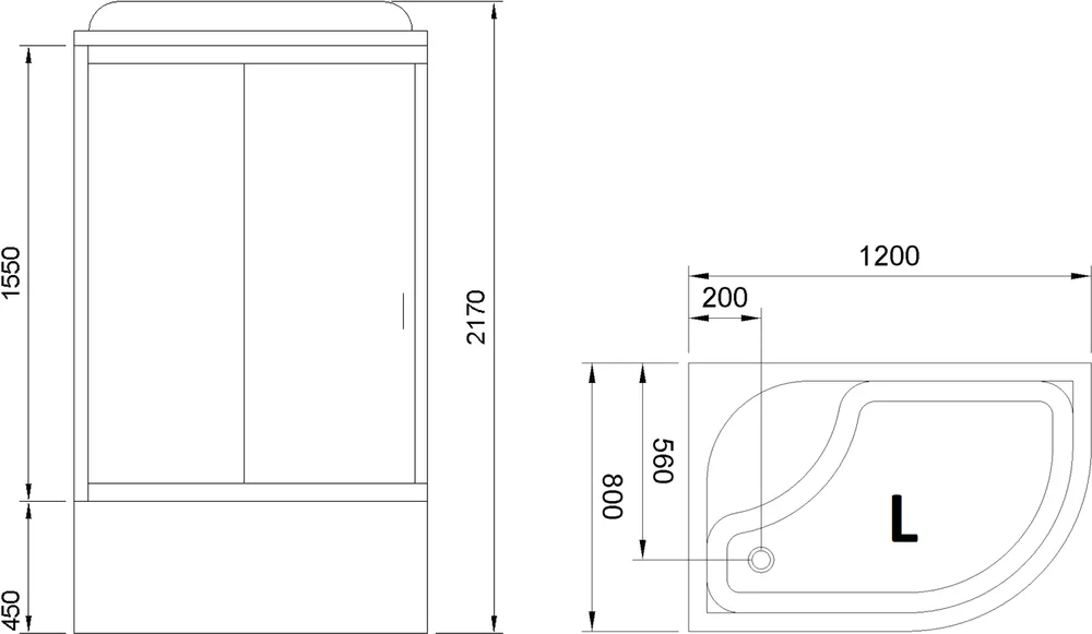 Душевая кабина Royal Bath 120х80 левая хром стекло матовое RB8120BK5-WC-CH-L - 1