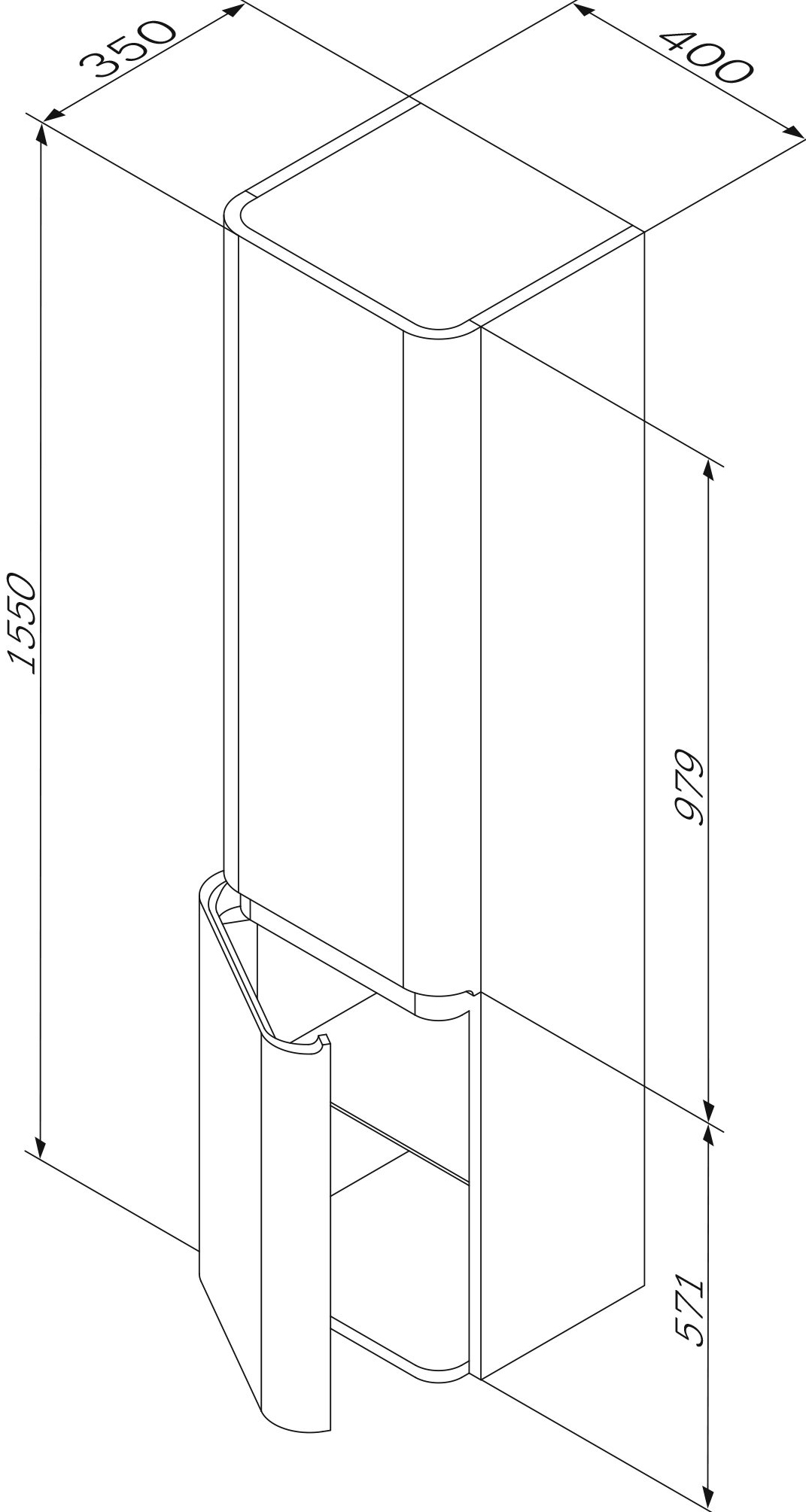 Шкаф-пенал AM.PM Sensation 40 L, мятный M30CHL0406GG - 5