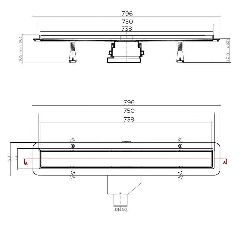 Душевой лоток Pestan Betto Line 75 13702511 - 5