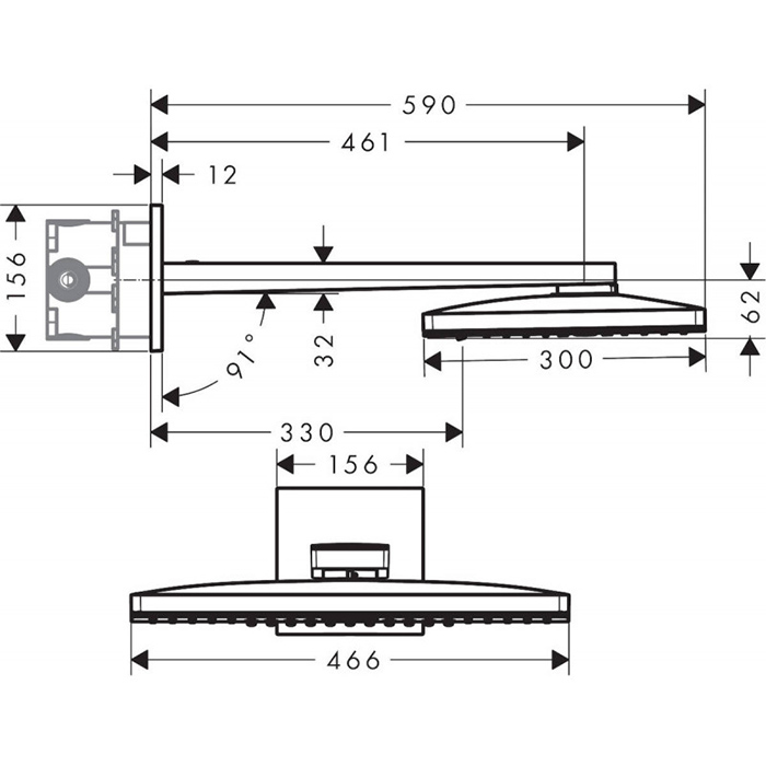 Верхний душ Hansgrohe Rainmaker Select 460 черный - хром 24005600 - 1