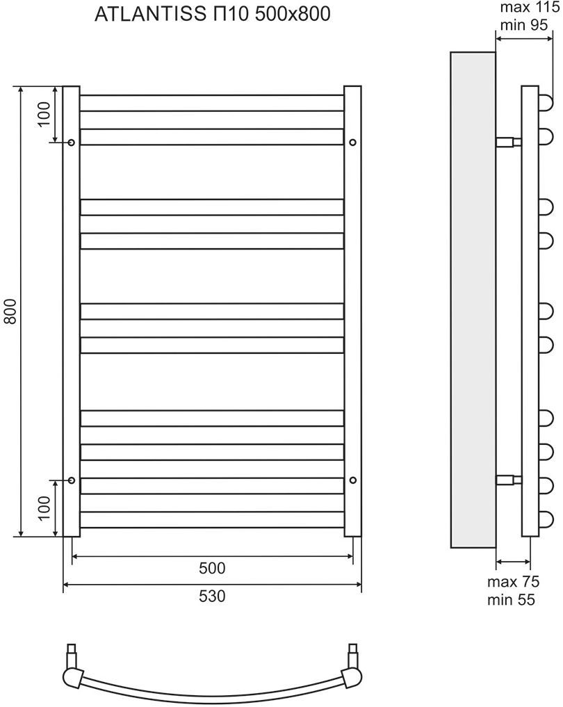 Полотенцесушитель водяной Lemark Atlantiss П10 50x80 LM32810R - 4