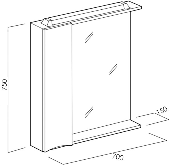 Зеркало-шкаф BelBagno Marino 70 L MARINO-SPC-700/750-1A-BL-P-L - 7