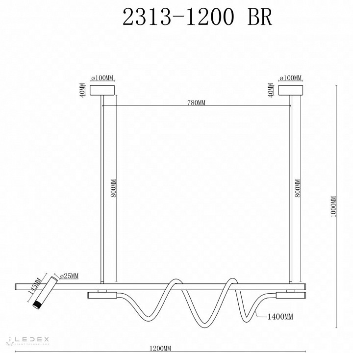 Светильник на штанге iLedex Cross 2313-1200 BR - 1