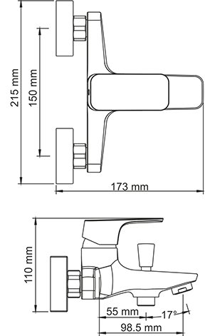 Смеситель Wasserkraft Salm 2701 для ванны с душем - 2