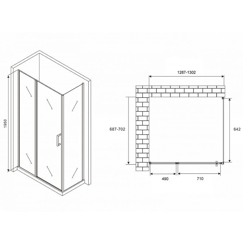 Душевой уголок Abber Sonnenstrand 130х100 хром стекло прозрачное AG04130S-S100 - 1