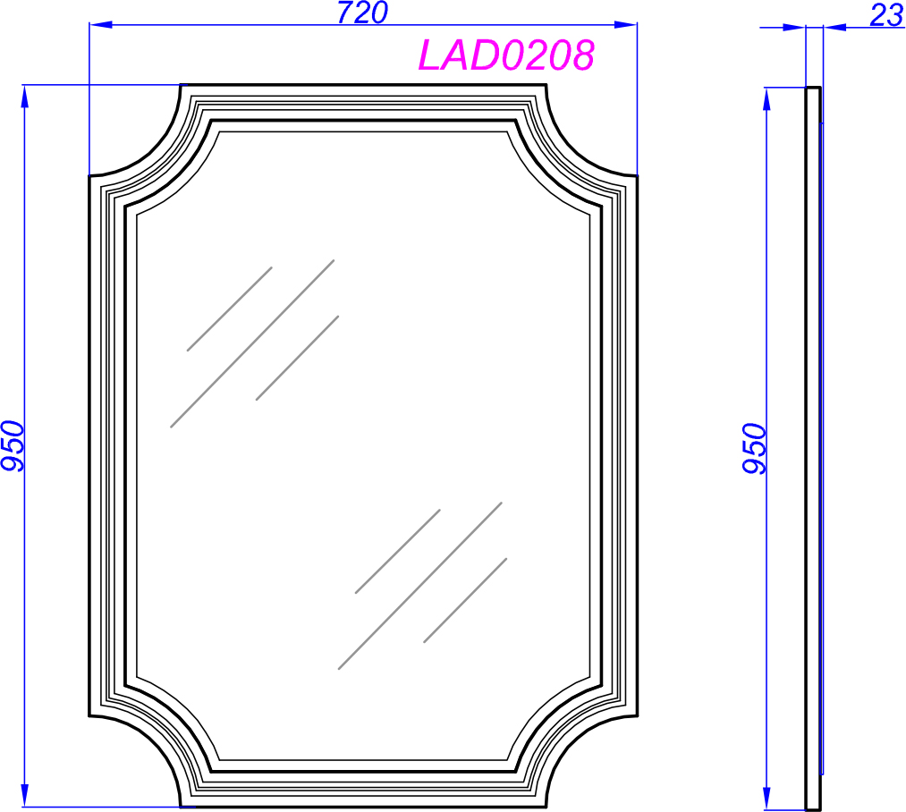 Зеркало Aqwella 5 stars LaDonna черное LAD0207BLK - 3