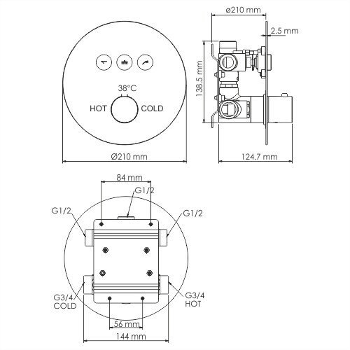 Dinkel 5844 Thermo Смеситель для ванны и душа - 2