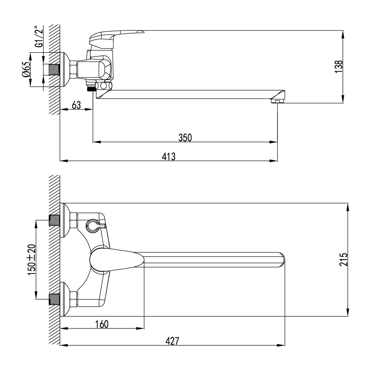 Смеситель для ванны Lemark Pramen хром  LM3317C - 1