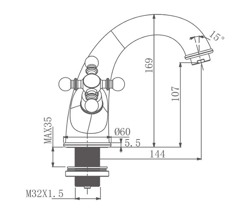 Смеситель для раковины Gappo золото глянцевый G1089-6 - 1