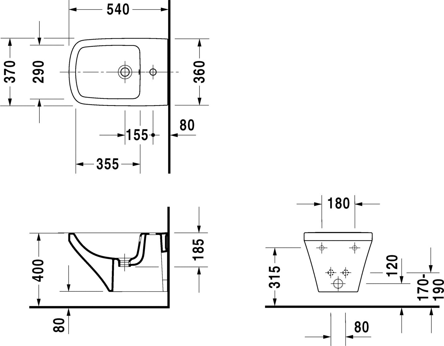 Биде подвесное Duravit DuraStyle 228215 2282150000 - 2