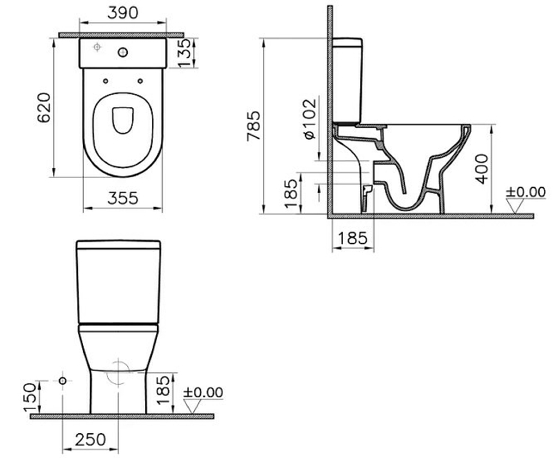 Напольный унитаз VitrA Integra Round белый с сиденьем микролифт 9833B003-7206 - 2