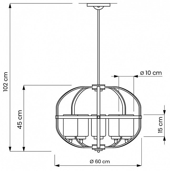 Люстра на штанге LUMINA DECO Monterey LDP 1141-5 BK+MD - 3