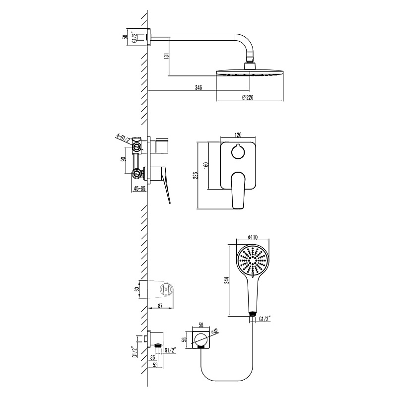 Душевой комплект Lemark Bronx LM3729BL черный - 1