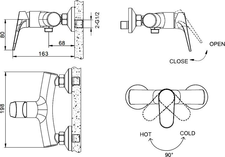 Смеситель Bravat Eler F9191238CP-01 для душа F9191238CP-01-RUS - 1