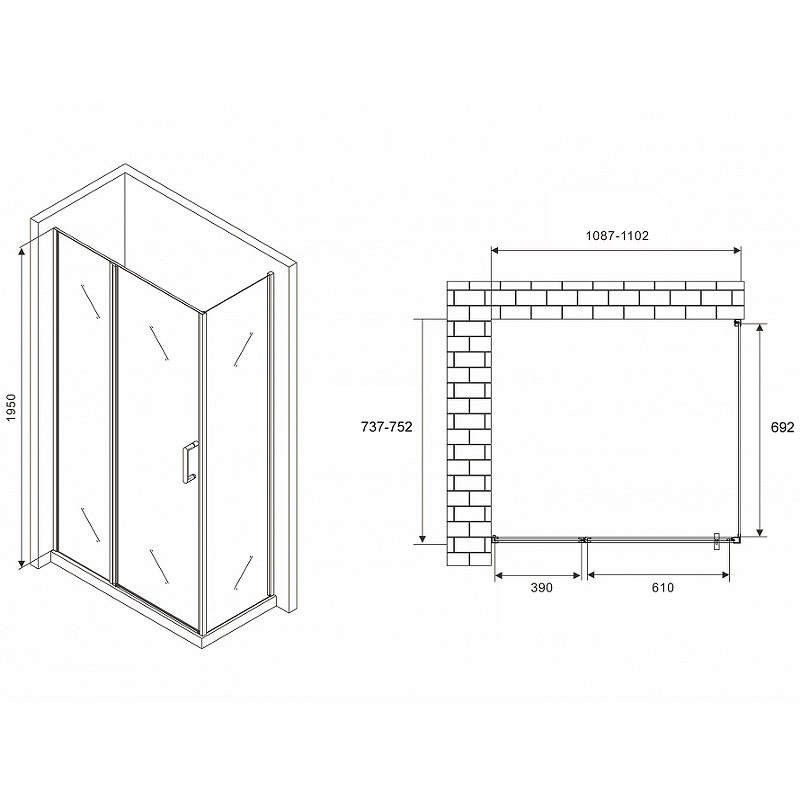 Душевой уголок Abber Sonnenstrand 110х75 хром стекло прозрачное AG04110S-S75 - 1