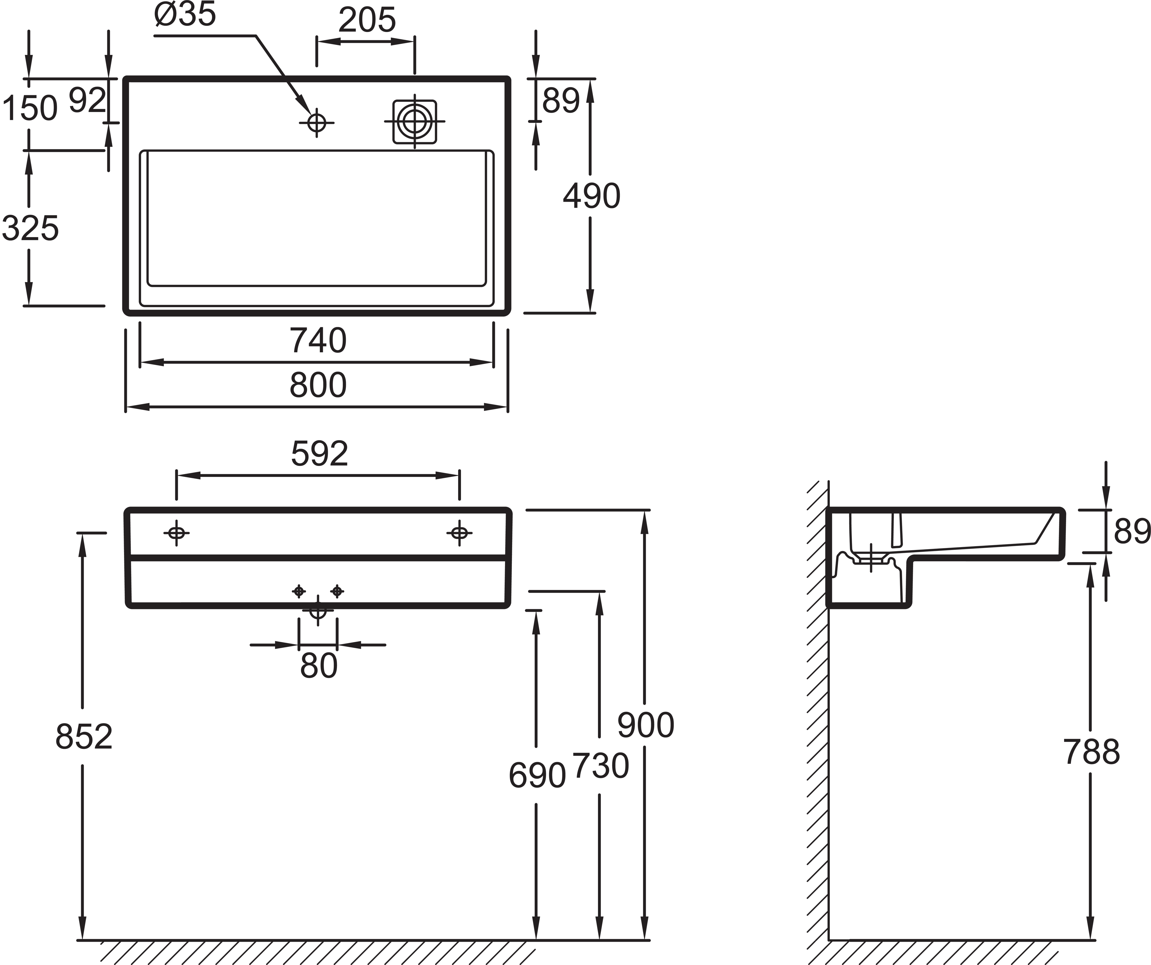 Тумба с раковиной Jacob Delafon Terrace 80 белый лак - 7