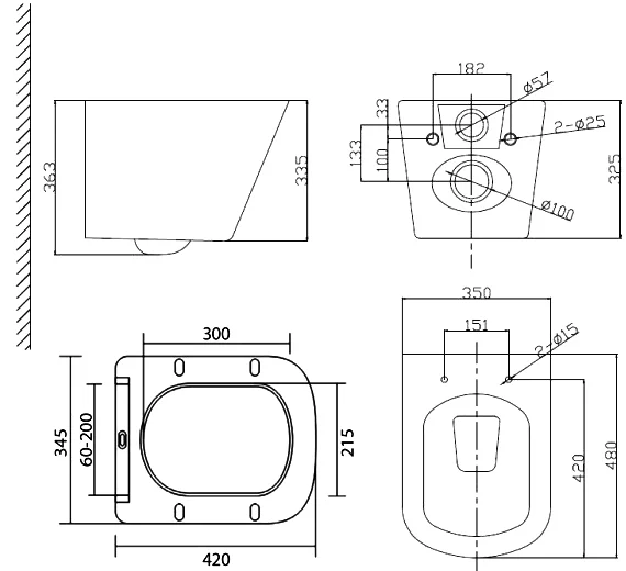 Чаша для подвесного унитаза BelBagno Due белый  BB3103CHR/SC - 4