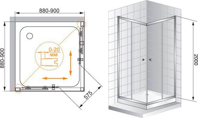 Душевой уголок Cezares Anima W A2 90 C Cr IV ANIMA-W-A-2-90-C-Cr-IV - 4