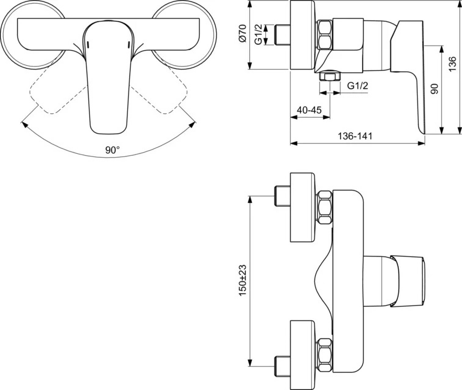 Смеситель для душа Ideal Standard Ceraplan lll хром B0716AA - 3