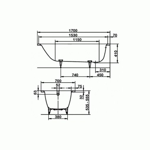 Стальная ванна Kaldewei Advantage Saniform Plus Star 335 170x70 133500010001 - 3