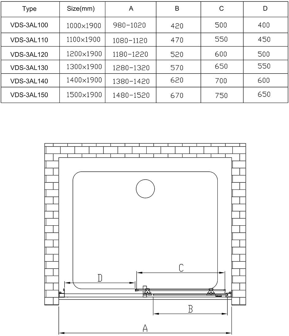 Душевая дверь в нишу Vincea Alpha VDS-3AL120MT 120 см, стекло текстурное, хром - 3