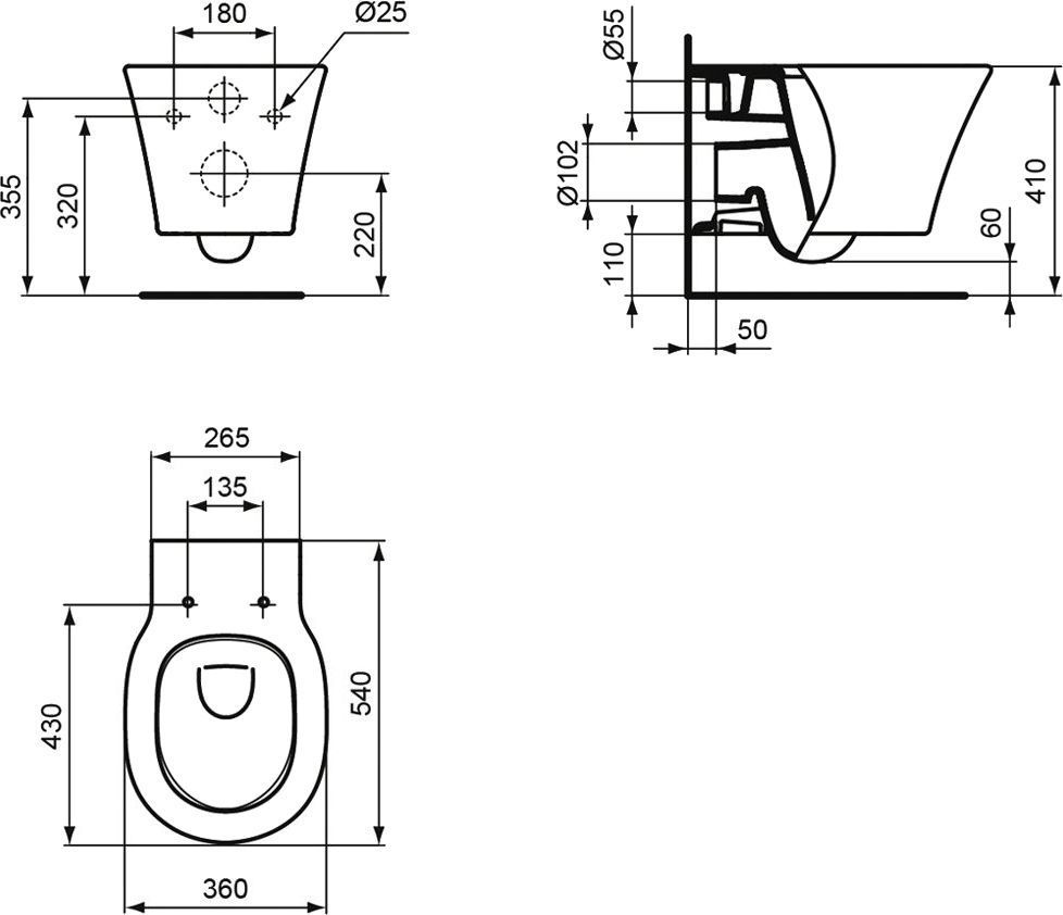Комплект Ideal Standard Connect Air AquaBlade E212801 унитаз + инсталляция с кнопкой смыва - 13