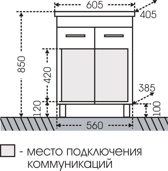 Тумба с раковиной СанТа Омега 60 - 6