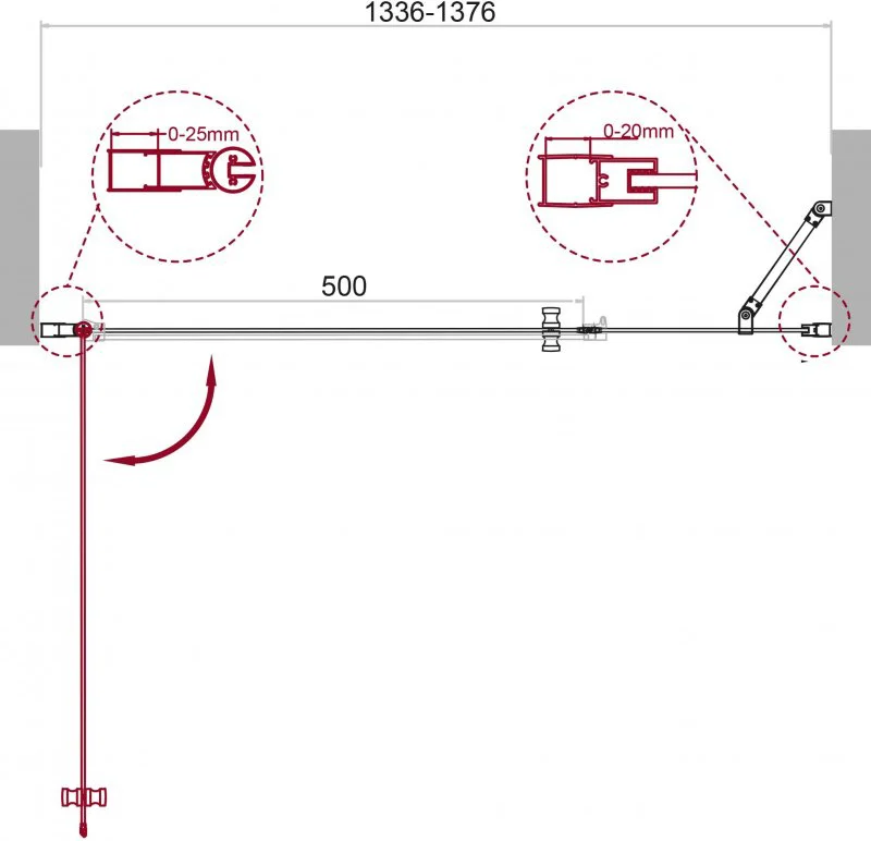 Душевая дверь BelBagno Etna 140 профиль хром  ETNA-B-11-80+60-C-Cr - 4