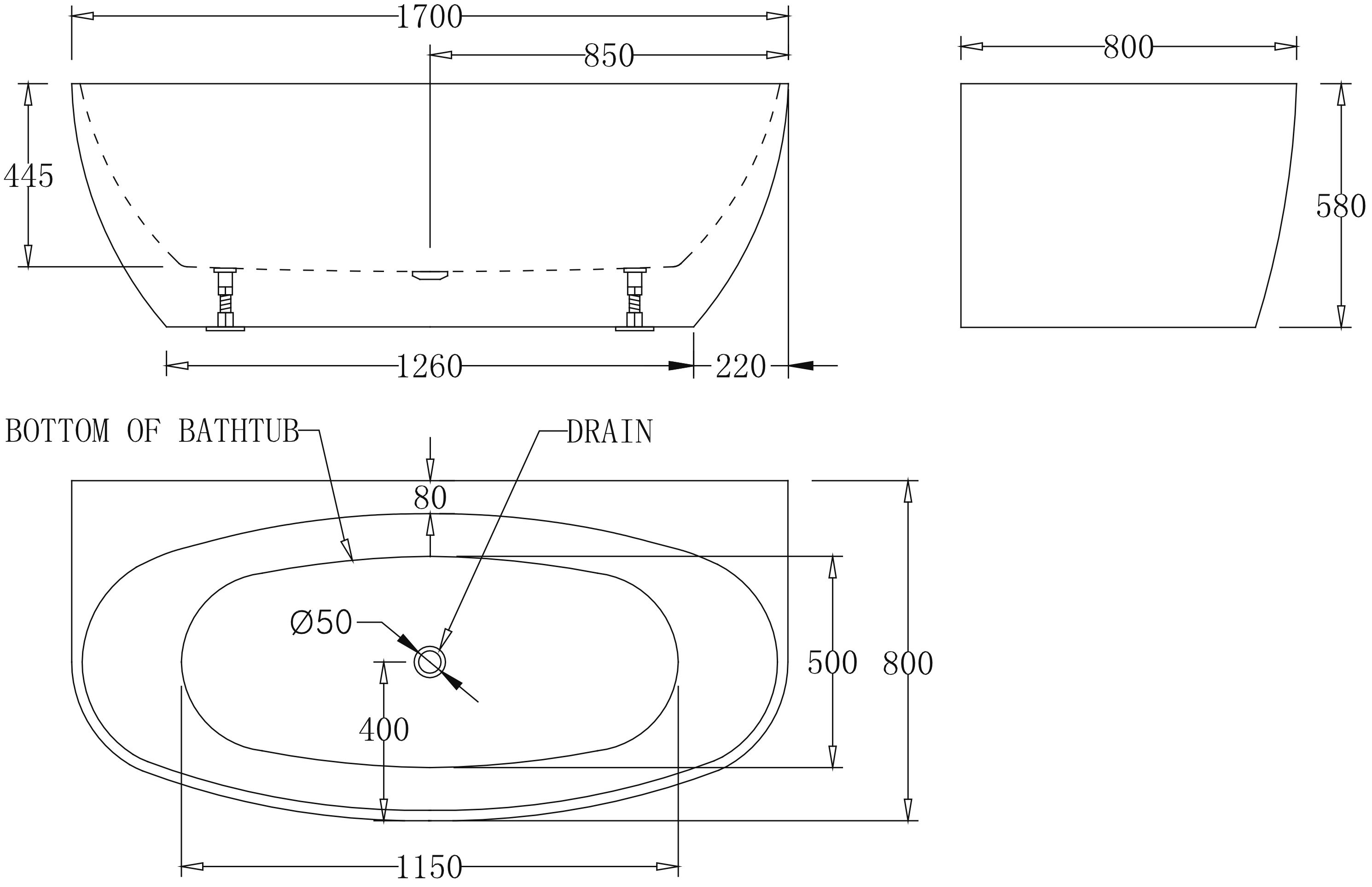 Акриловая ванна BelBagno BB83-1700 - 3