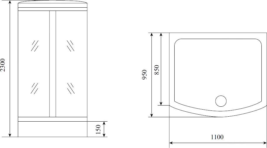 Душевая кабина Timo Lux 110x95 см  TL-1501 - 4