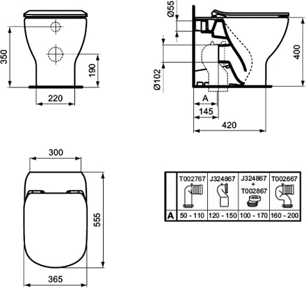 Унитаз приставной Ideal Standard Tesi AquaBlade T007701 - 4