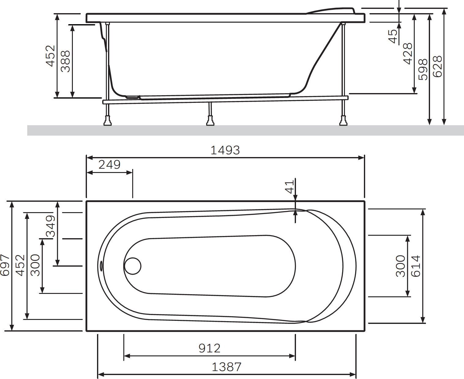 Акриловая ванна AM.PM X-Joy 150х70 W88A-150-070W-A - 2