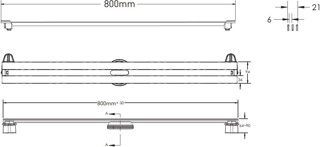 Душевой лоток Berges Wasserhaus Super Slim 80 см 090054 - 12