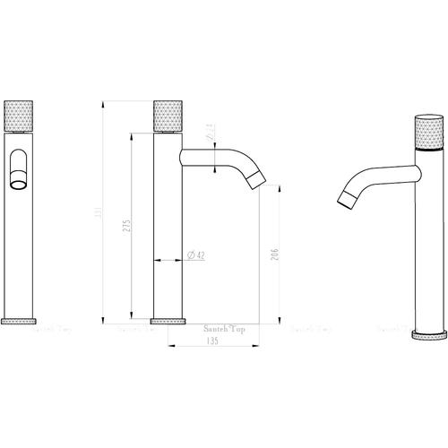 Смеситель для раковины высокий Boheme Stick черный матовый 122-BB - 1