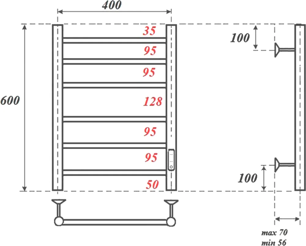 Полотенцесушитель электрический Point Аврора 40х60 белый PN10846W - 1