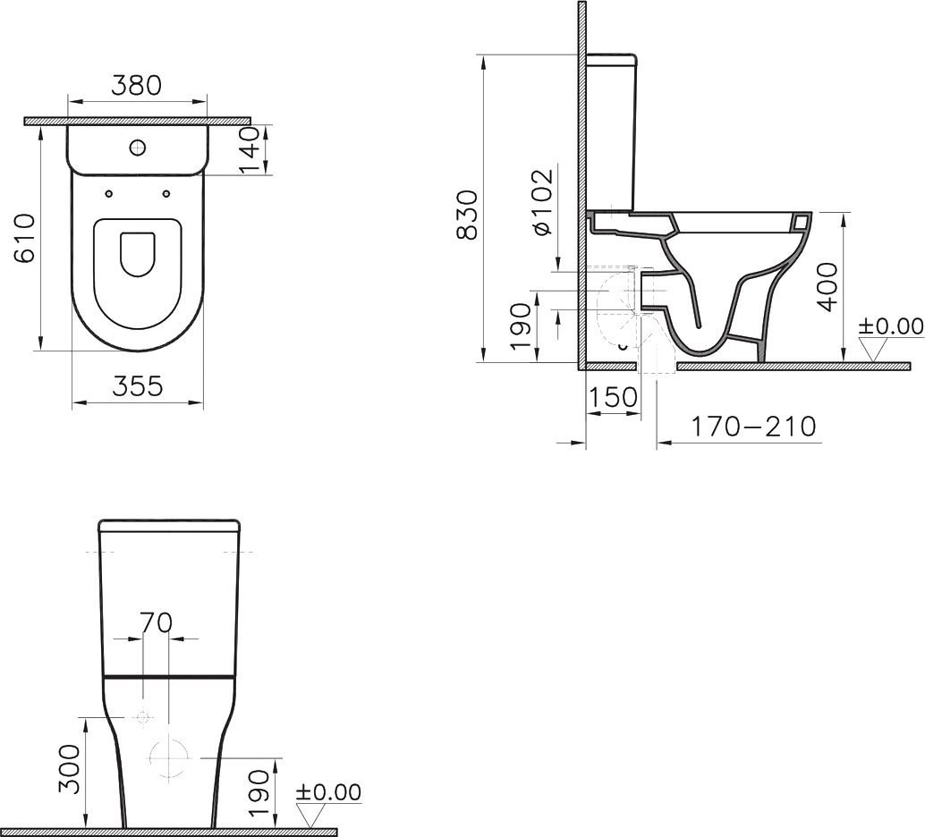 Унитаз-компакт VitrA Zentrum, механизм смыва Geberit 9012B003-7201 - 2