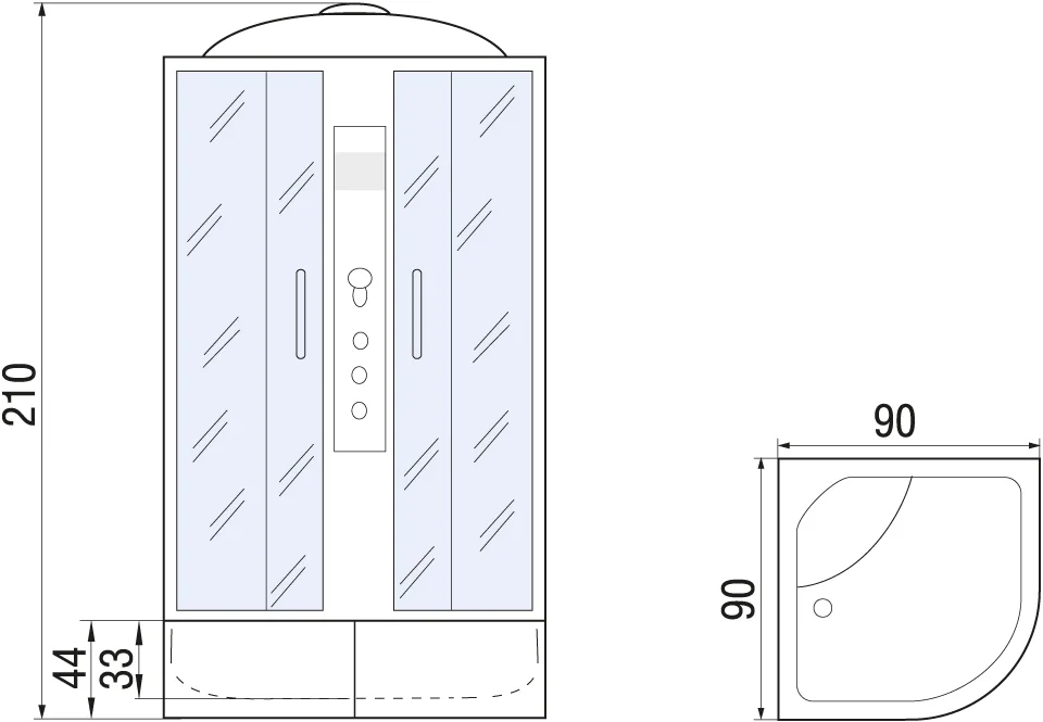 Душевая кабина с поддоном River Dunay XL 90/44 TH  10000006196 - 2