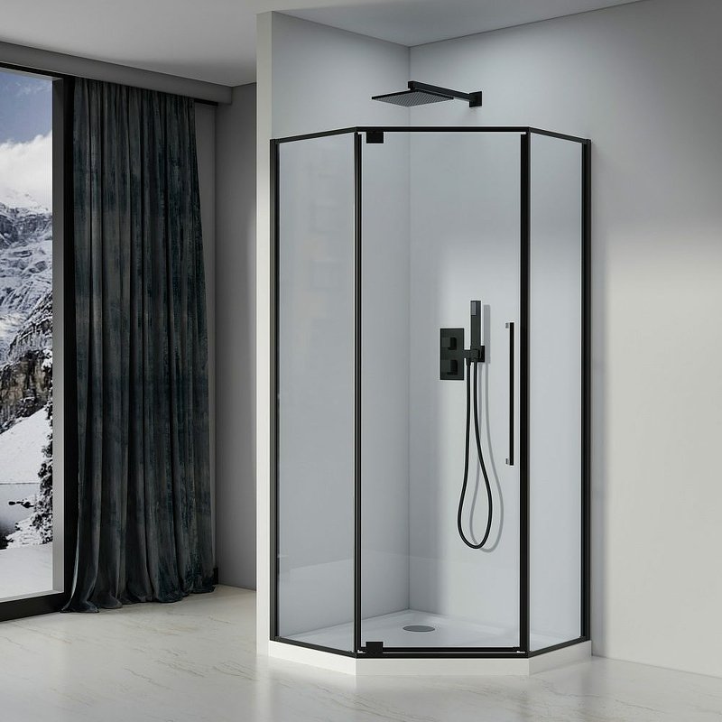 Душевой уголок Black&White Stellar Wind 90х90 черный стекло прозрачное 815900 - 1