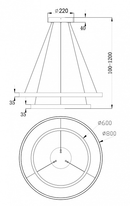 Подвесной светодиодный светильник Maytoni Rim MOD058PL-L74BS4K - 5