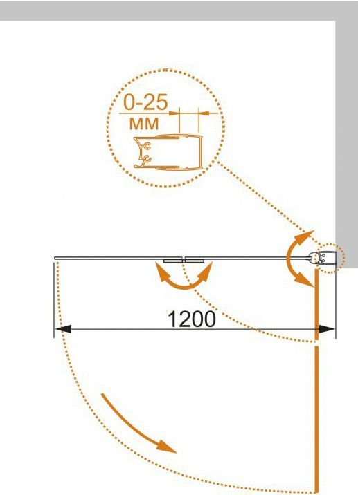 Шторка на ванну Cezares Eco O-V-21-120/140-P-Cr-R стекло punto ECO-O-V-21-120/140-P-Cr-R - 3